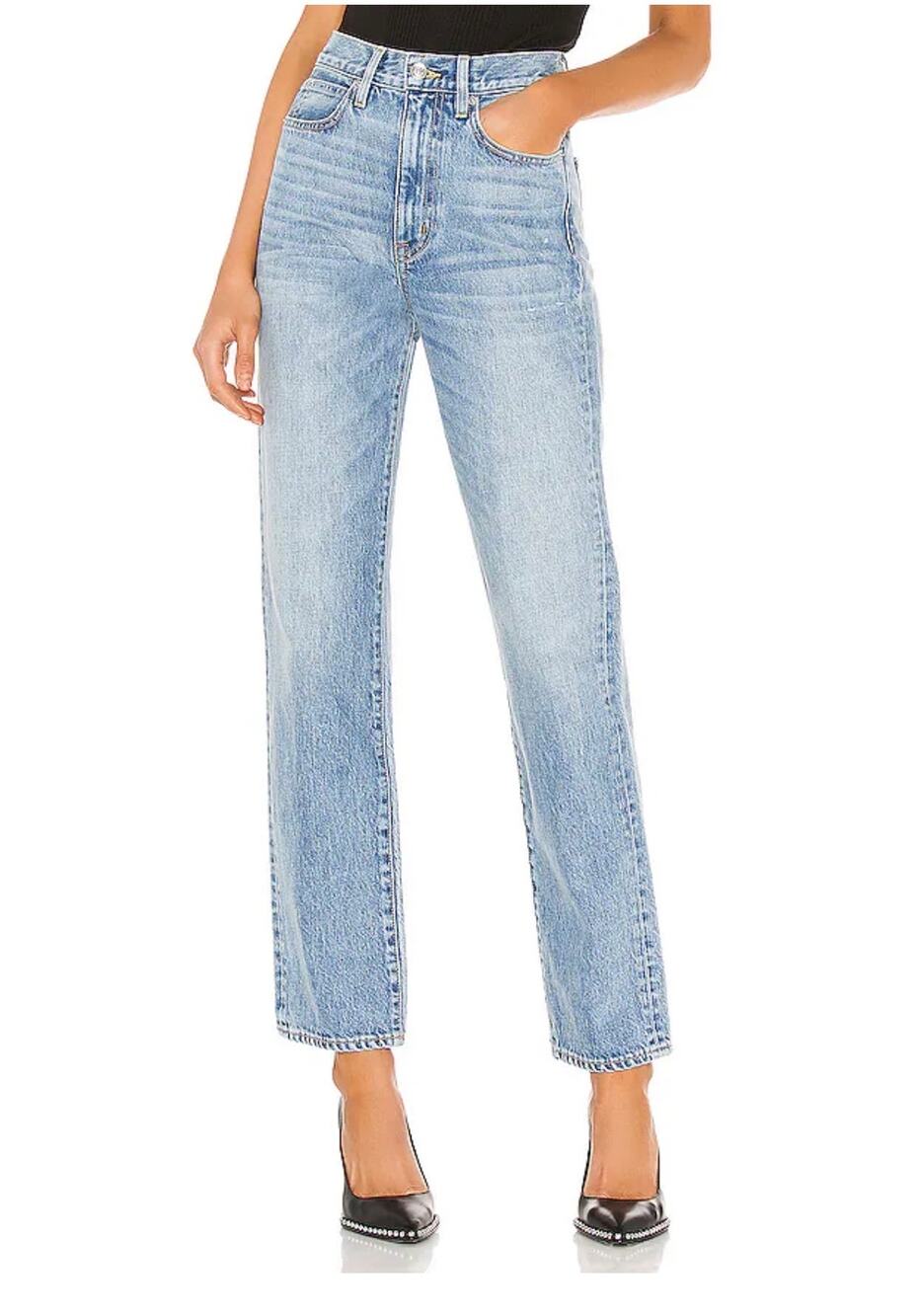 SLVRLAKE Jeans London High Rise Straight Leg Denim Heartache Wash Womens Size 28